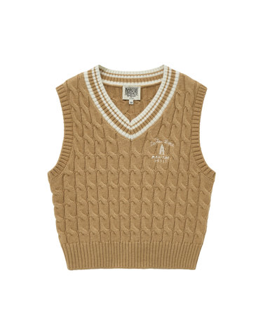 마리떼 키즈 ENFANT V NECK CABLE VEST beige