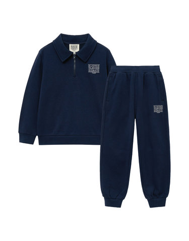 마리떼 키즈 ENFANT CLASSIC LOGO HALF ZIPUP SWEAT SET-UP navy