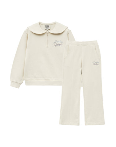 마리떼 키즈 ENFANT W SAILOR COLLAR SWEAT SET-UP cream