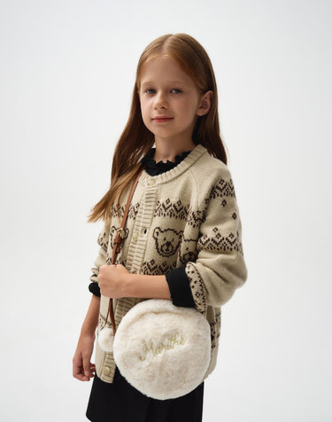 마리떼 키즈 ENFANT BEAR GRAPHIC KNIT CARDIGAN light beige