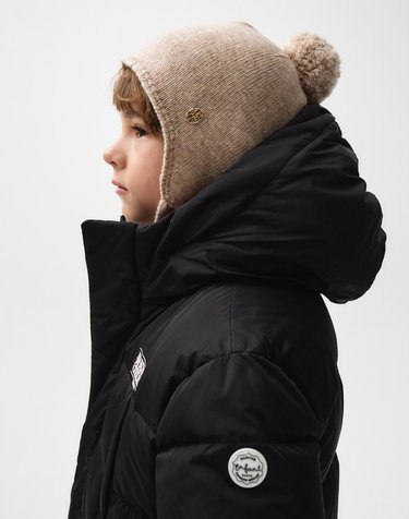 마리떼 키즈 ENFANT CIRCLE LOGO EARFLAP BEANIE beige