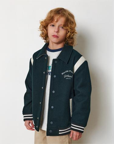 마리떼 키즈 ENFANT CHAIN LOGO VARSITY JACKET dark green