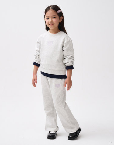마리떼 키즈 KIDS W CLASSIC LOGO CROP SWEAT SET-UP light heather gray