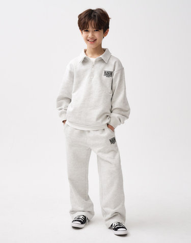 마리떼 키즈 KIDS CLASSIC LOGO HALF ZIPUP SWEAT SET-UP light heather gray