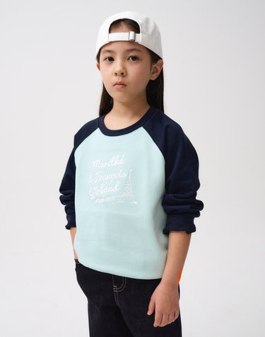 마리떼 키즈 KIDS COLOR BLOCK RAGLAN SWEATSHIRT navy