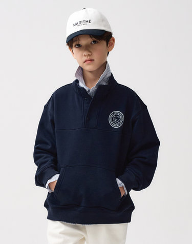 마리떼 키즈 KIDS BUTTON HALFNECK SWEATSHIRT navy