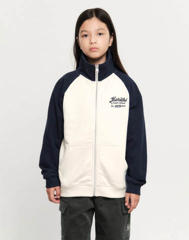 마리떼 키즈 KIDS CONTRAST COLOR SWEAT ZIPUP navy