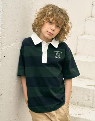 마리떼 키즈 ENFANT POLO STRIPE TEE navy