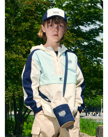 마리떼 키즈 MFG X FILA KIDS CLASSIC LOGO ANORAK navy