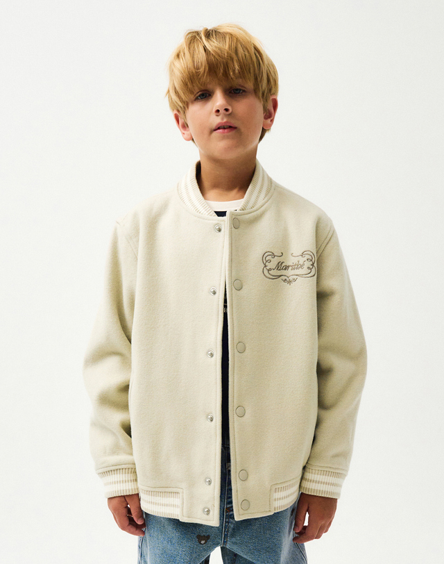 마리떼 키즈 마리떼 키즈 ENFANT CLASSIC VARSITY JACKET oatmeal 착용컷