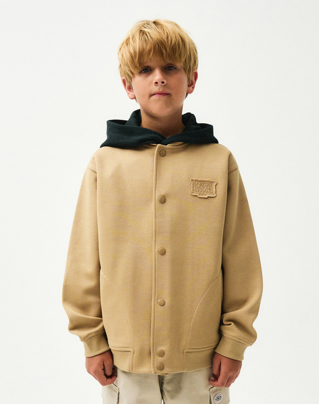 마리떼 키즈 마리떼 키즈 ENFANT JERSEY BOMBER JACKET beige 착용컷
