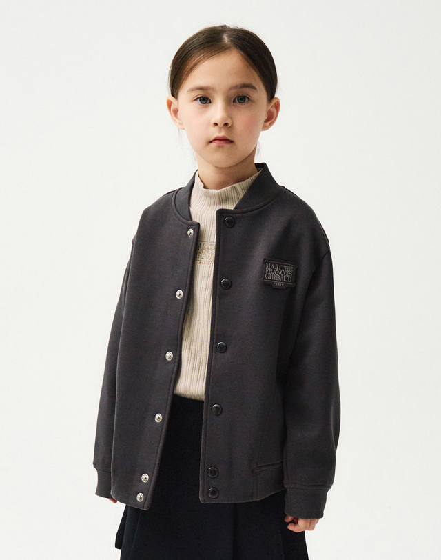 마리떼 키즈 마리떼 키즈 ENFANT JERSEY BOMBER JACKET charcoal 착용컷