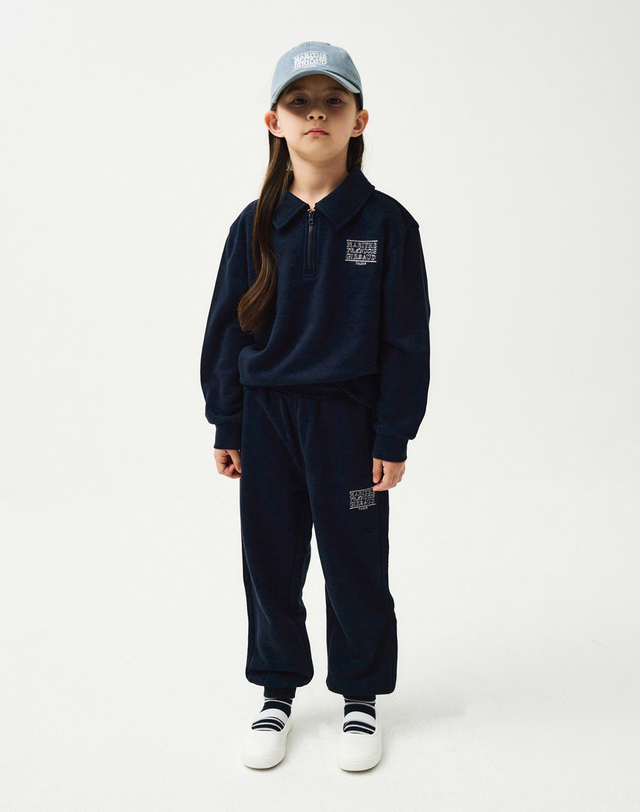 마리떼 키즈 마리떼 키즈 ENFANT CLASSIC LOGO HALF ZIPUP SWEAT SET-UP navy 착용컷