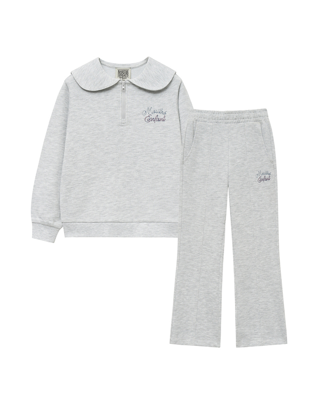 마리떼 키즈 마리떼 키즈 ENFANT W SAILOR COLLAR SWEAT SET-UP light heather gray 착용컷
