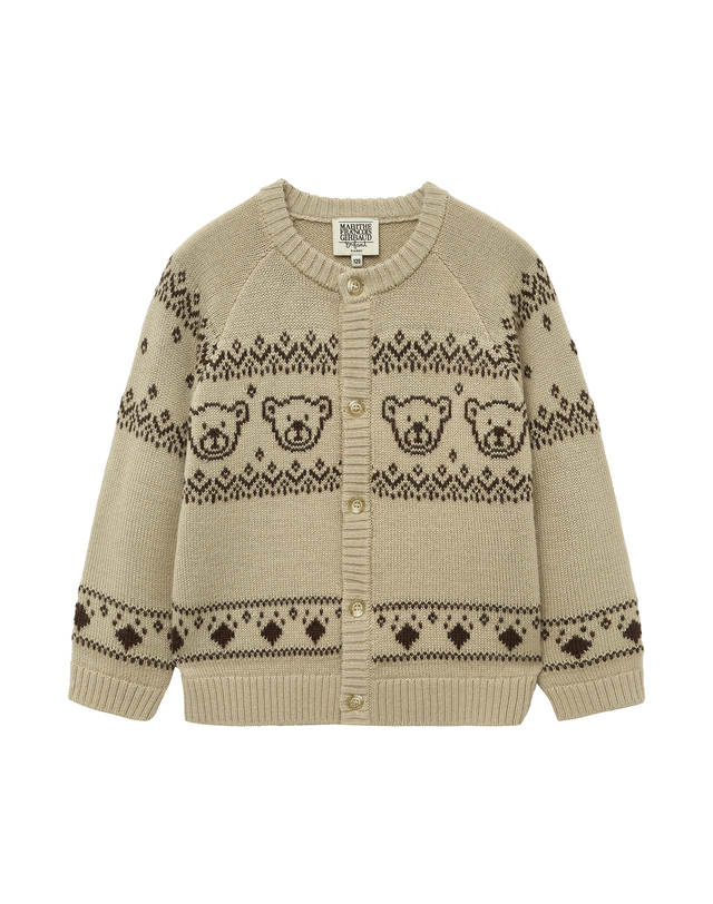 마리떼 키즈 마리떼 키즈 ENFANT BEAR GRAPHIC KNIT CARDIGAN light beige 착용컷