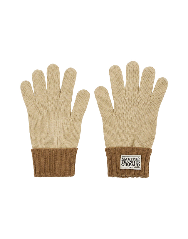 마리떼 키즈 마리떼 키즈 ENFANT CLASSIC LOGO KNIT GLOVE beige 착용컷