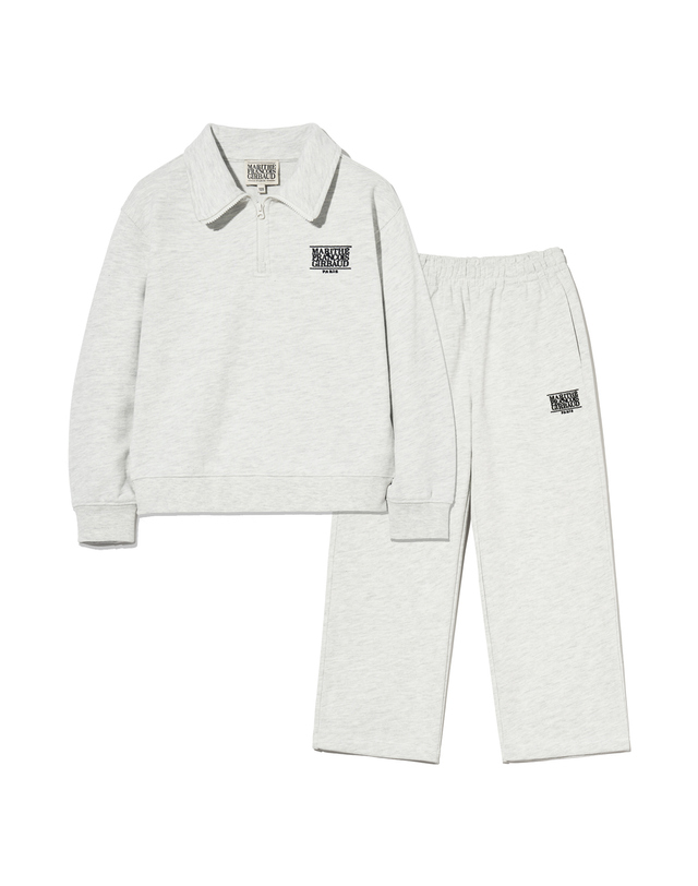 마리떼 키즈 마리떼 키즈 KIDS CLASSIC LOGO HALF ZIPUP SWEAT SET-UP light heather gray 착용컷