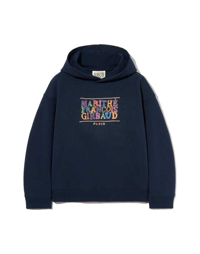 마리떼 키즈 마리떼 키즈 KIDS DOODLE CLASSIC LOGO HOODIE navy 착용컷