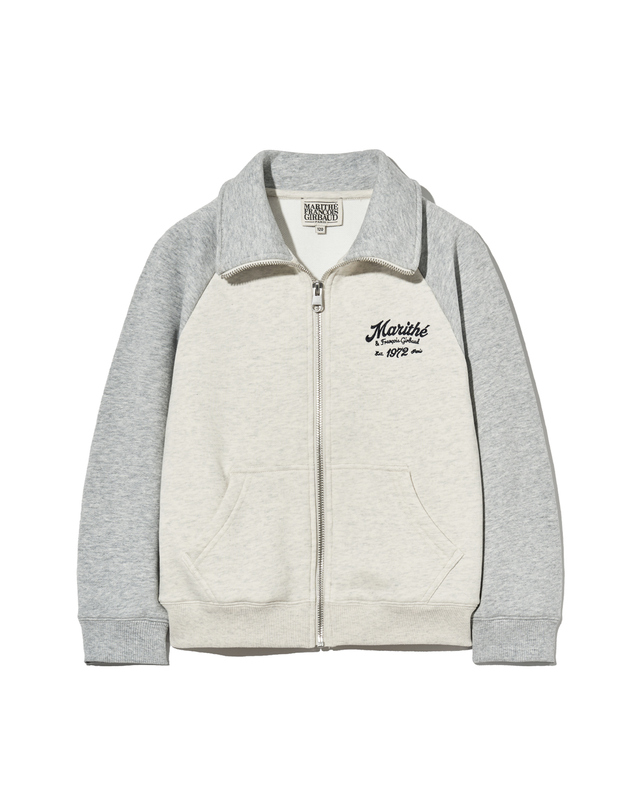 마리떼 키즈 마리떼 키즈 KIDS CONTRAST COLOR SWEAT ZIPUP heather gray 착용컷