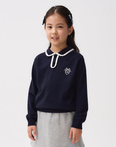 마리떼 키즈 KIDS W SCALLOP COLLAR KNIT navy