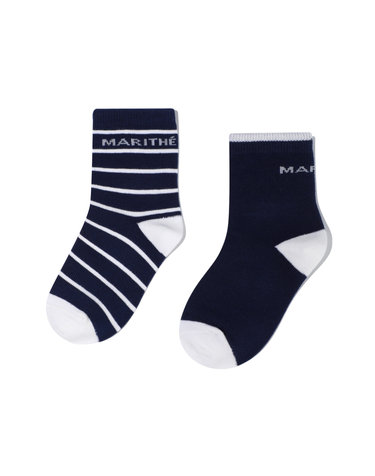 마리떼 키즈 KIDS BASIC STRIPE SOCKS 2PACK navy