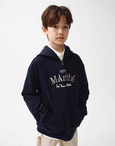 마리떼 키즈 KIDS EMBROIDERY HOODIE ZIPUP navy