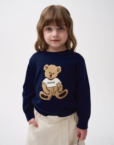 마리떼 키즈 KIDS BEAR JACQUARD KNIT navy