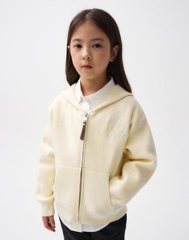 마리떼 키즈 KIDS HOODIE KNIT ZIP-UP ivory