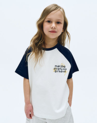 마리떼 키즈 KIDS OVER FIT RAGLAN LOGO TEE navy