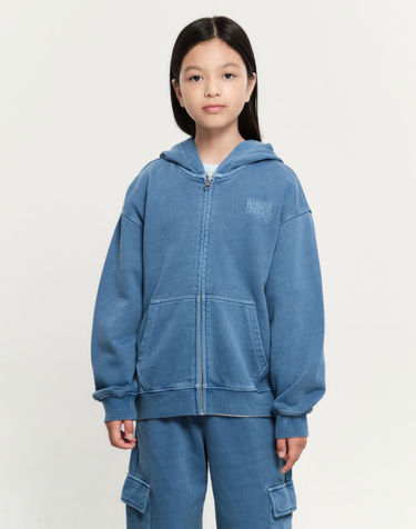 마리떼 키즈 KIDS DYEING HOODIE ZIPUP stone blue