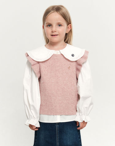 마리떼 키즈 KIDS W RUFFLE KNIT VEST gray pink