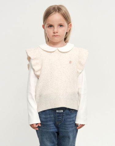 마리떼 키즈 KIDS W RUFFLE KNIT VEST cream