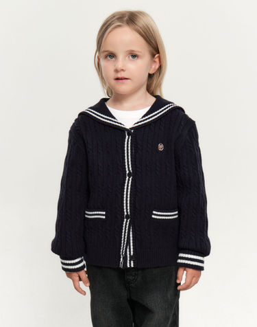마리떼 키즈 KIDS W CABLE SAILOR CARDIGAN navy