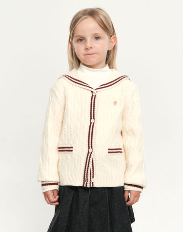 마리떼 키즈 KIDS W CABLE SAILOR CARDIGAN light beige