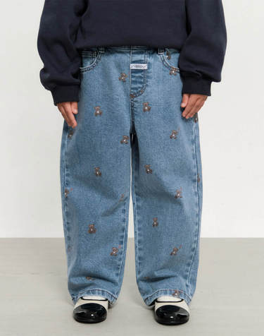 마리떼 키즈 KIDS PRINTED DENIM PANTS blue