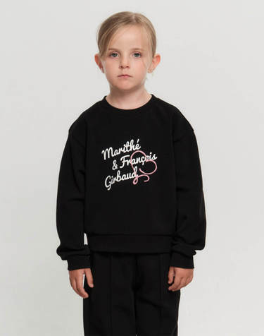 마리떼 키즈 KIDS W HAND WRITING LOGO CROP SWEATSHIRT black