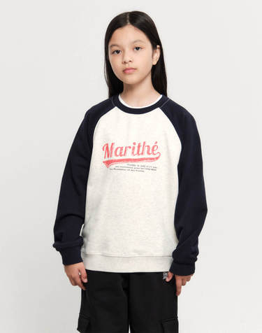 마리떼 키즈 KIDS VINTAGE BASEBALL RAGLAN SWEATSHIRT dark navy