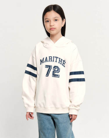 마리떼 키즈 KIDS STRIPE PRINTED HOODIE ivory