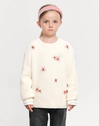 마리떼 키즈 KIDS W FLOWER KNIT PULLOVER cream