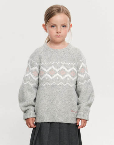 마리떼 키즈 KIDS NORDIC KNIT PULLOVER heather gray