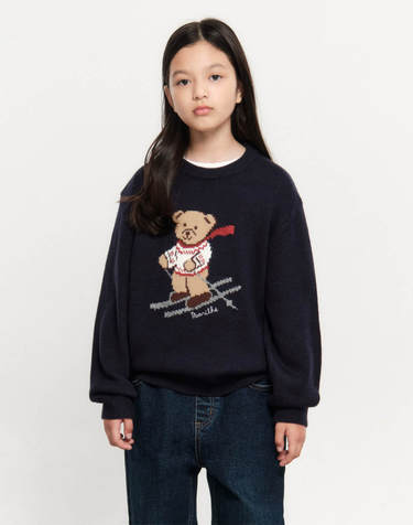 마리떼 키즈 KIDS SKI BEAR KNIT PULLOVER navy