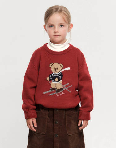 마리떼 키즈 KIDS SKI BEAR KNIT PULLOVER red
