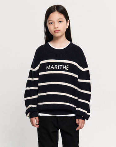 마리떼 키즈 KIDS STRIPE KNIT PULLOVER navy