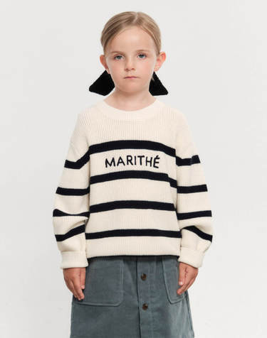 마리떼 키즈 KIDS STRIPE KNIT PULLOVER ivory