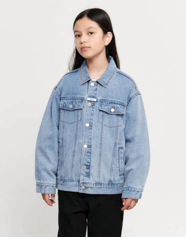 마리떼 키즈 KIDS OVER FIT DENIM TRUCKER JACKET blue