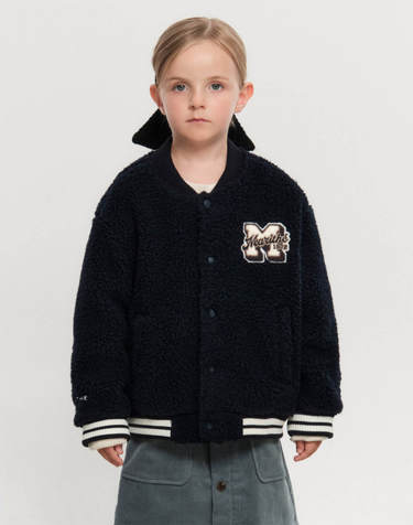 마리떼 키즈 KIDS UNI FLEECE VARSITY JACKET navy