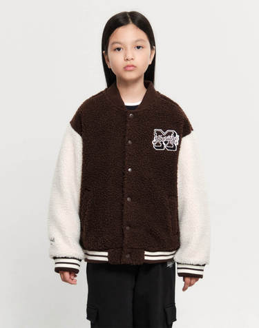 마리떼 키즈 KIDS UNI FLEECE VARSITY JACKET brown