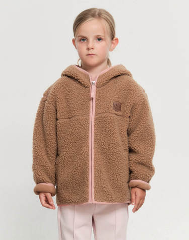 마리떼 키즈 KIDS CLASSIC LOGO FLEECE HOODIE ZIPUP camel