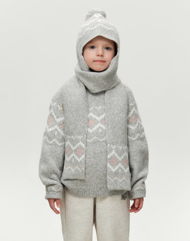 마리떼 키즈 KIDS NORDIC BALACLAVA MUFFLER heather gray