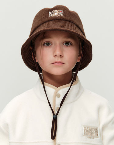마리떼 키즈 KIDS BEAR CLASSIC LOGO FLEECE BUCKET HAT brown